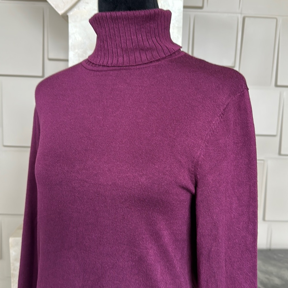 Time & Tru sweater turtleneck wine red maroon long sleeve Size Large